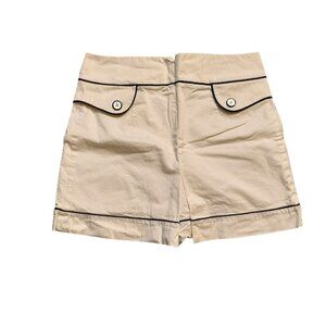 Richmond X White A-Line Mini Skirt w/Pleated Front & Black Trim Sz 44 NWT